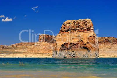 Solitary rock in the middle of Lake Powell