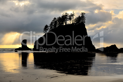 Silhouette of Sea Stack at Second Beach