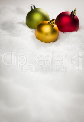 Christmas Ornaments on Snow Flakes with Text Room