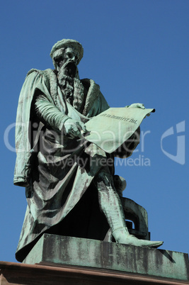 Alsace, the statue of Gutenberg in Strasbourg