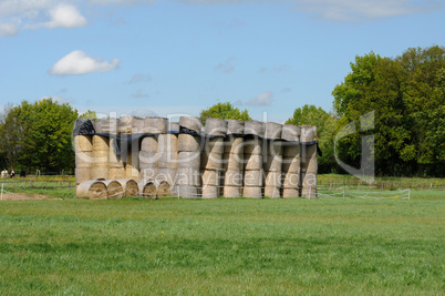France, straw bales in a field in Boisemont