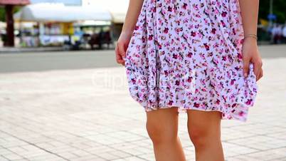 sexy woman legs in mini skirt