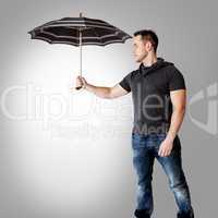Man holding umbrella