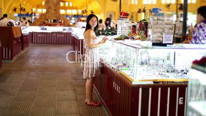 Asian girl shopping central market