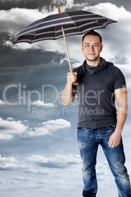 Man holding umbrella