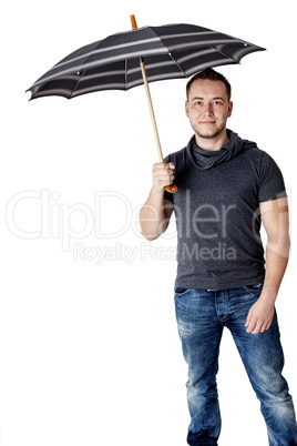 Man holding umbrella