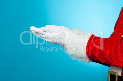 Cropped image of Santa with open palms