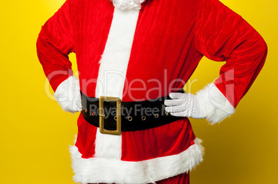 Cropped image of Santa resting his hands on waist