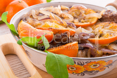 Liver with onion-orange sauce