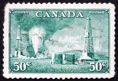 Postage stamp Canada 1950 Oil Wells, Alberta