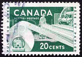 Postage stamp Canada 1952 Paper Industry, Production of Paper