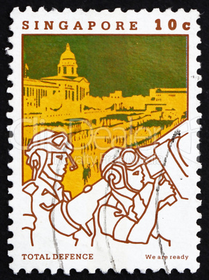 Postage stamp Singapore 1984 Total Defense