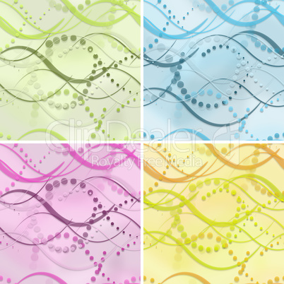 set of seamless patterns with wavy lines and dots