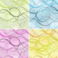 set of seamless patterns with wavy lines and dots