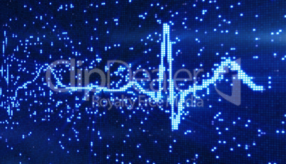 digital pixel EKG electrocardiogram blue background