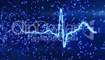 digital pixel EKG electrocardiogram blue background