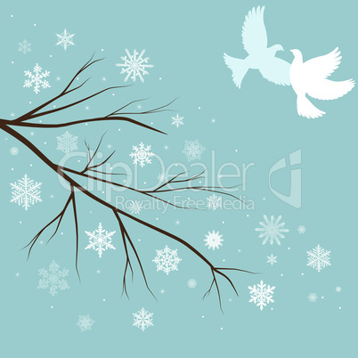 vector snow branches with birds