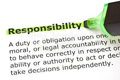Responsibility highlighted in green