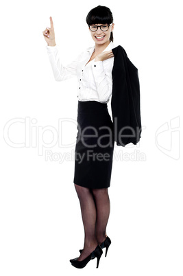 Full length portrait of cheerful business executive