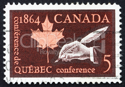 Postage stamp Canada 1964 Hand Holding Quill Pen