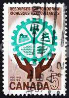 Postage stamp Canada 1961 Hands Holding Cogwheel with Natural Re
