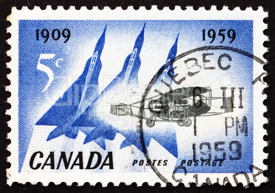 Postage stamp Canada 1959 Silver Dart and Delta Wing Planes