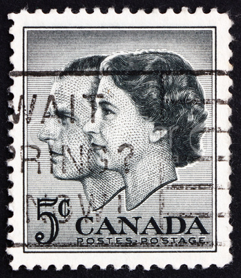 Postage stamp Canada 1957 Queen Elizabeth II and Prince Philip