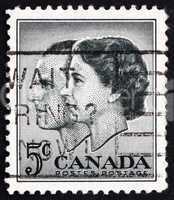 Postage stamp Canada 1957 Queen Elizabeth II and Prince Philip