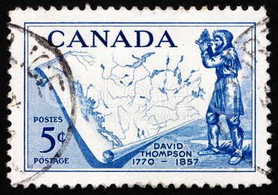 Postage stamp Canada 1957 David Thompson, Map of Western Canada