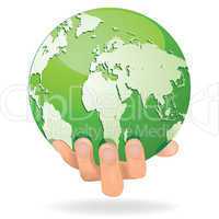 Hands Save The Earth Conceptual. vector illustration.