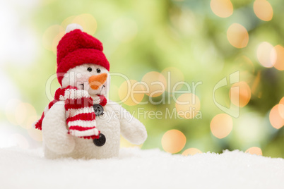 Cute Snowman Over Abstract Background