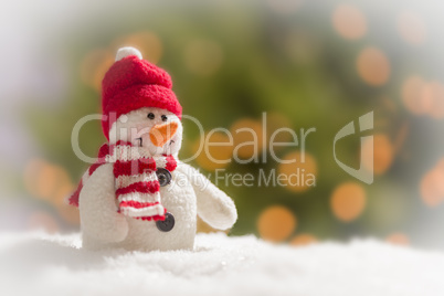 Cute Snowman Over Abstract Background