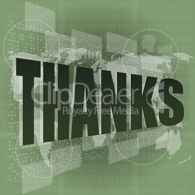 Thank you - thanks word on digital screen - social