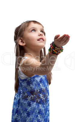 Beautiful little girl in indian costume take light