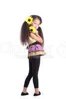 Fashion asian little girl in leggings stand