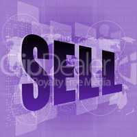 Pixeled word sell on digital screen - business concept