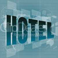 Pixeled word hotel on digital screen - business concept