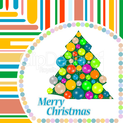 Christmas tree with balls on abstract background