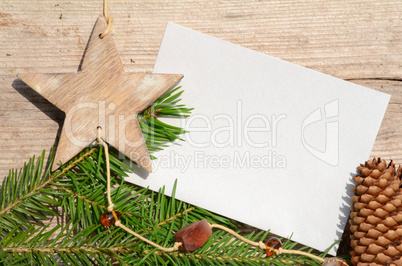 Weihnachten Karte Holz Stern Gutschein