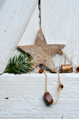 Weihnachten Karte Holz Stern Gutschein
