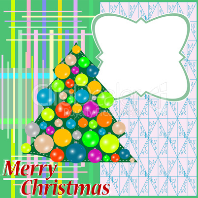 greeting with christmas tree on abstract background