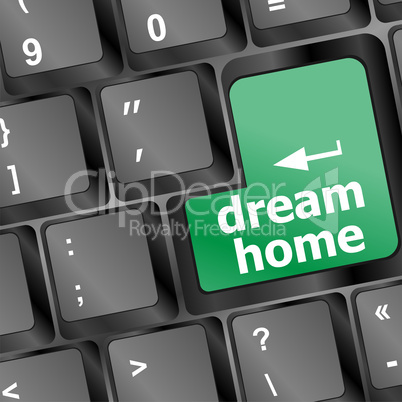 Computer keyboard with dream home key - technology background