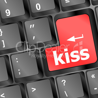 kiss red button word on black keyboard