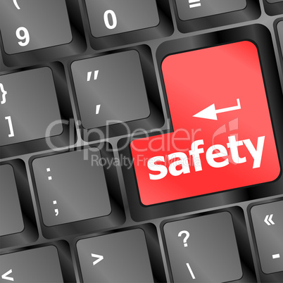 safety first concept with red key on computer keyboard