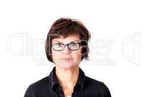 Woman with glasses in middle age