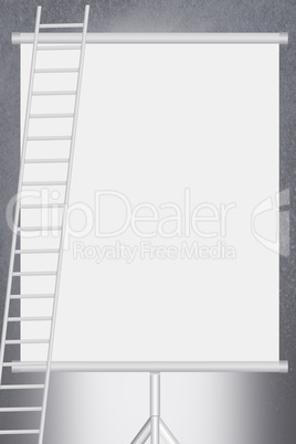 Ladder leaning on empty billboard
