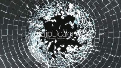 Bullet hole: Shattered glass with slow motion. Alpha is included