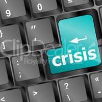 crisis risk management key showing business insurance concept
