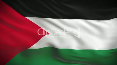 Highly detailed flag of Palestine ripples in the wind. Looped 3d animation for continuous playback.