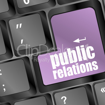 computer keyboard with public relations pr button